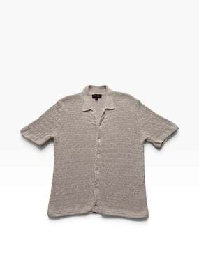 Truth by Republic Knit Polo Shirt Size M Beige Short Sleeve Resort